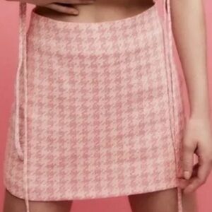 Zara Knit Pink Houndstooth Skort- Coquette Barbie Kawii Soft Girl, women’s XS